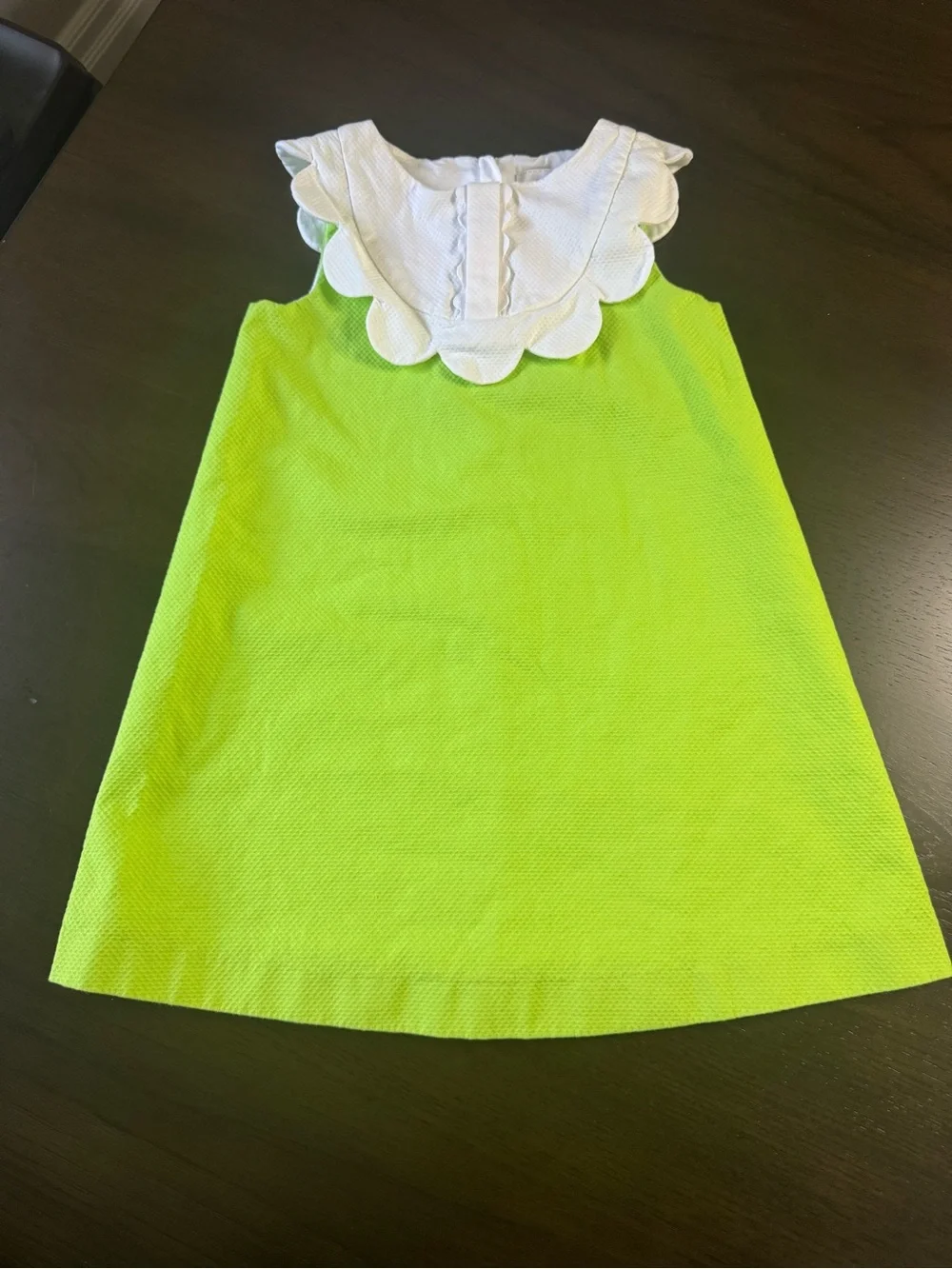 Jacadi Paris Green Baby Doll Cotton Dress with Scallop Collar Size 3 Toddler - Picture 6 of 6